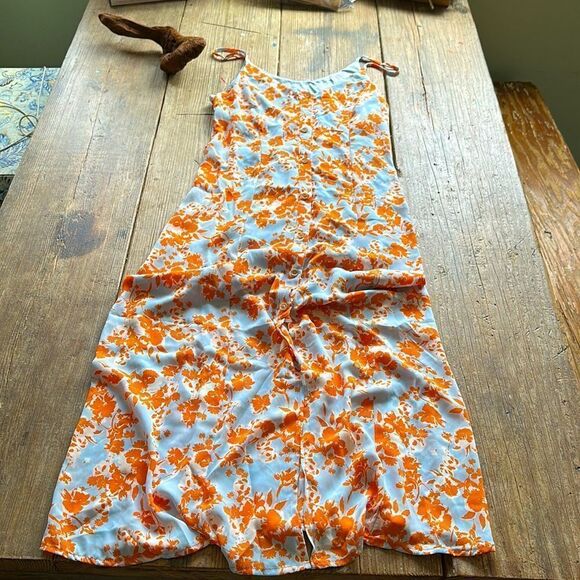 NWOT Sienna Sky Baby Blur Orange Floral summer spring button down dress … - Picture 1 of 3